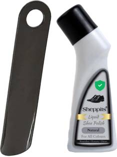 Sheppits Premium Liquid Shoe Polish (Natural) & Shoe Horn (Grey) Shoe Care Kit
