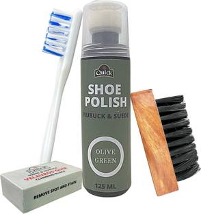 Quick Nubuck Suede Shoe Polish and Shoe Care Kit | Color - Olive Green | Shoe Care Kit