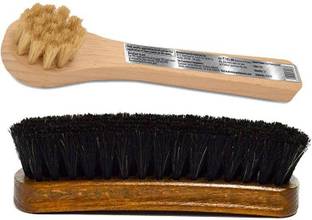 Pro Shoe Application and Horse Hair Brush Combo Dense Bristles Brush