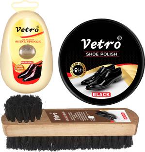 vetro BLACK SHOE POLISH, NATURAL SPONGE & SHOE BRUSH Cleaner