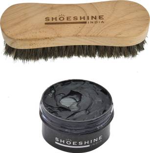 SHOESHINE Black color shoe Cream with Horse hair (Natural) shoe Brush Shoe Care Kit