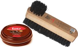 Ezey Wax Shoe Polish (Brown)+Twin Shoe Brush Shoe Care Kit