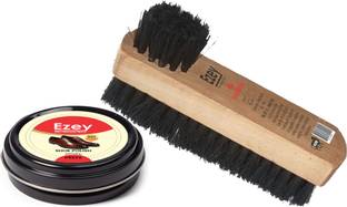 Ezey Wax Shoe Polish (Natural)+Twin Shoe Brush Shoe Care Kit