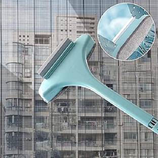 Vuvea 2 in 1 Mesh Cleaning Brush & Wiper with Extended Handle Sponge Wet and Dry Brush Wipes