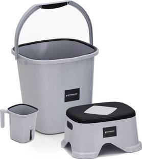 ACTIONWARE Plastic Bathroom Set ,Mug, Stool ,Bucket,3 Piece Combo 18 L Plastic Bucket