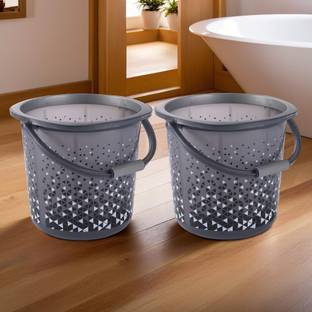 HOMESTIC Pack of 2 Tinted Print Plastic Bucket For Home With Strong Handle, 24 litre 24 L Plastic Bucket