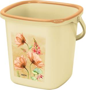 MILTON Swish Square Plastic Bucket With Handle, 18 Litres, Brown 18 L Plastic Bucket