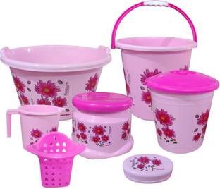 himalay thermoplast 07 Pcs Bathroom Bucket Set|Bucket|Bucket for Bathroom|Plastic Bucket| 20 L Plastic Bucket
