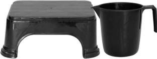 KUBER INDUSTRIES 2 Pieces Plastic Stool & Mug Set 1 L Plastic Bucket