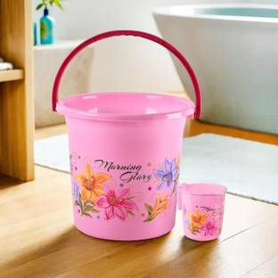 HOMESTIC (Set of 2) Bathroom Bucket-18 L & Mug-500 ml Bathing Combo Set 16 L Plastic Bucket