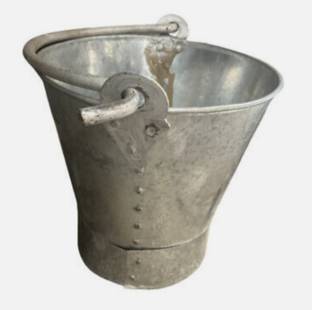 bengal hubs Multi Utility Traditional Galvanized Rust & Leak Proof Pail Balti Bucket 8 L Iron Bucket
