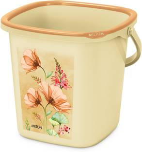 MILTON Swish Square Plastic Bucket With Handle, 25 Litres, Brown 25 L Plastic Bucket