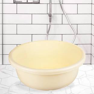 KUBER INDUSTRIES Durable Plastic Bath Tub for Baby Bathing|Washing Clothes|26 Liter|Cream 26 L Plastic Bucket