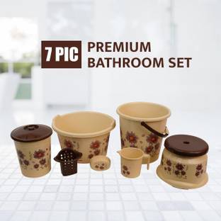 himalay thermoplast 7PC Set Cream-Brown 25 L Plastic Bucket