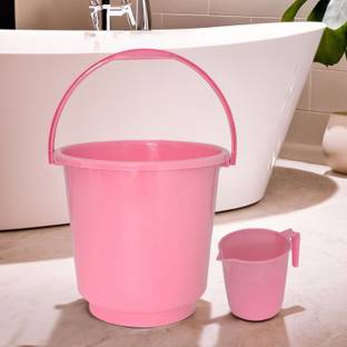 HOMESTIC 2 Pieces Plastic Bathroom Bucket & Mug Set 16 L Plastic Bucket