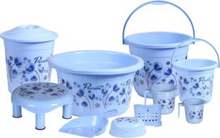 Novelty Store Bathroom Set 20L/5L Bucket, 11L Pedal Bin & dustpan, Patlo, 1.5L/1L Mug, Tub 22L 16 L Plastic Bucket