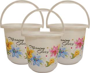 KUBER INDUSTRIES 3 Pcs Plastic 16 Ltr Bucket for Bathroom (Off White)-CTKTC1838 16 L Plastic Bucket