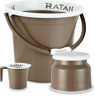 RATAN Plastic Bathroom Set of 3 Combo 25L Bucket x 1, Stool x 1, 1.5L Mug x 1 25 L Plastic Bucket