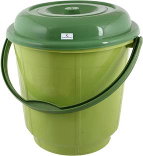 KUBER INDUSTRIES Unbreakable Virgin Plastic Strong Bathroom Bucket with Lid 18 LTR (Green)-25_F_KUBMART15237 18 L Plastic Bucket