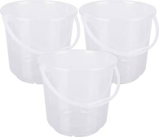 KUBER INDUSTRIES Plastic Bucket for Cleaning & Storage|Plain Bucket|5 LTR|Pack of 3|Transparent 5 L Plastic Bucket