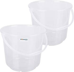 HOMESTIC Plastic Bucket for Cleaning & Storage|Plain Bucket|5 LTR|Pack of 2|Transparent 5 L Plastic Bucket