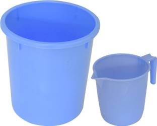 KUBER INDUSTRIES 2 Pieces Unbreakable Virgin Plastic Multipurpose Bathroom Dustbin & Mug Set 5 L Plastic Bucket