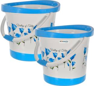 HOMESTIC Tulip Flower Unbreakable Strong Bathroom Bucket | Pack of 2 18 L Plastic Bucket