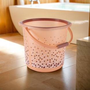 HOMESTIC Unbreakable Plastic Triangle Print Bucket For Bathing With Handle 18 Ltr 18 L Plastic Bucket