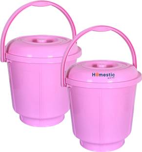 HOMESTIC Unbreakable Plastic Durable & Lightweight Strong Bathroom Bucket With Lid 13 L Plastic Bucket