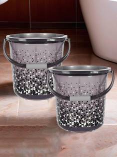 HOMESTIC Pack of 2 Tinted Print Plastic Bucket For Home With Strong Handle, 24 litre 24 L Plastic Bucket