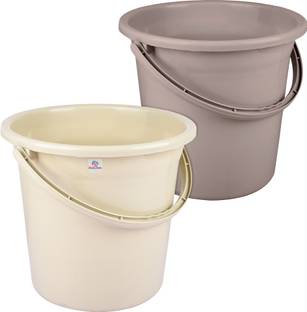 Heart Home Plain Plastic Strong Bucket for Bathroom for Bathing|18 LTR|Pack of 2|Multi 18 L Plastic Bucket