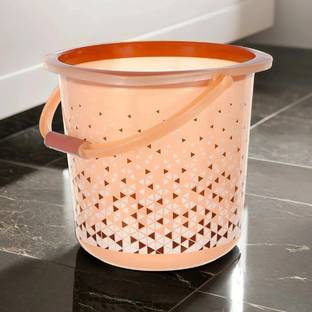 HOMESTIC Unbreakable Plastic Triangle Print Bucket For Bathing With Handle 18 Ltr 18 L Plastic Bucket
