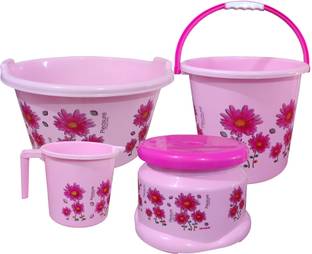 himalay thermoplast 04 Pcs Pink Bathroom Set/Bucket for Bathroom/Bucket Set/Bathroom Bucket Set/ 20 L Plastic Bucket
