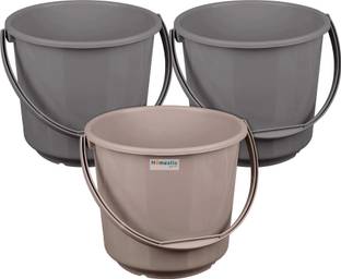 HOMESTIC Plastic Bucket for Cleaning & Storage|Plain Bucket|5 LTR|Pack of 3|Multi 5 L Plastic Bucket