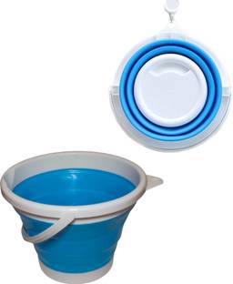 NPN Foldable Bucket Portable Collapsible Water Container for Camping,Travel&Cleaning 5 L Silicone, Plastic Bucket