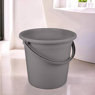 HOMESTIC Plastic Strong Bucket for Bathroom for Bathing|18 LTR|Gray 18 L Plastic Bucket
