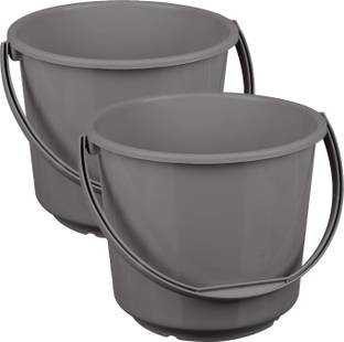 KUBER INDUSTRIES Plastic Bucket for Cleaning & Storage|Plain Bucket|5 LTR|Pack of 2|Gray 5 L Plastic Bucket
