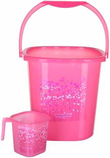 NAYASA Funk Square 2 Pcs Bath Set | Sturdy and Durable | BPA Free | 25 Ltr BKT +1.5 Mug Plastic Bucket