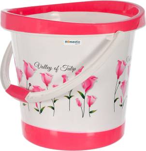 HOMESTIC Plastic Tulip Flower Unbreakable Strong Bathroom Bucket , 18 L Plastic Bucket