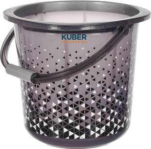 KUBER INDUSTRIES Plastic Unbreakable Tinted Print Bathroom Bucket WithStrong Handle,18 Ltr.(Gray) 18 L Plastic Bucket