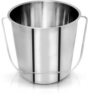 Shopsidex Steel Non Joint Leak Proof Bucket Multipurpose Balti for Home 2 L Steel Bucket