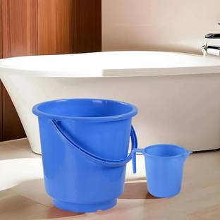 HOMESTIC 2 Pieces Plastic Bathroom Bucket & Mug Set (Blue) 16 L Plastic Bucket