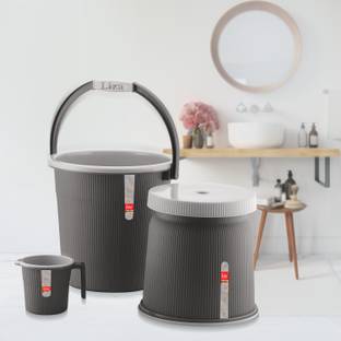 Nabhya Combo Of 3 pcs Set Bucket, Mug and Stool for Home, Kitchen & Bathroom 20 L Plastic Bucket