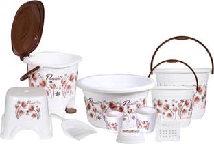 Novelty Store Bathroom Set 20L/5L Bucket, 7L Pedal Bin & dustpan, Patlo, 1.5L/1L Mug, Tub 22L 16 L Plastic Bucket