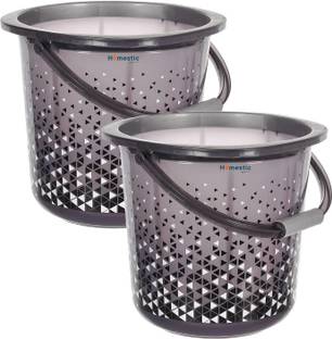 HOMESTIC Pack of 2 Tinted Print Plastic Bucket For Home With Strong Handle, 24 litre 24 L Plastic Bucket