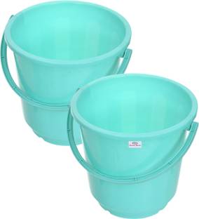 Heart Home Plastic Bucket with Handle|16 Liter|Pack of 2|Green 16 L Plastic Bucket