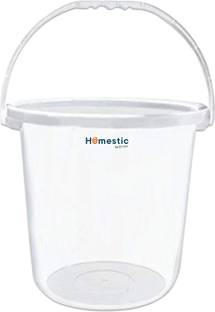 HOMESTIC Unbreakable Virgin Plastic Strong Transparent Bathroom Bucket 16 LTR (White) 16 L Plastic Bucket