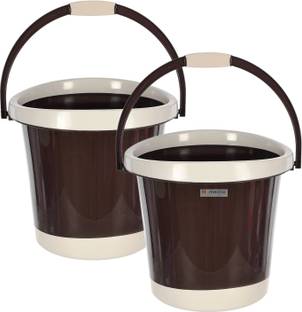 HOMESTIC Plastic Unbreakable Strong Bathroom Bucket With Handle,18 Ltr,Pack of 2 (Brown) 18 L Plastic Bucket