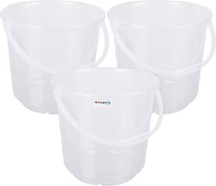 HOMESTIC Plastic Bucket for Cleaning & Storage|Plain Bucket|5 LTR|Pack of 3|Transparent 5 L Plastic Bucket