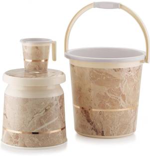Liza Orry Modern Heavy Plastic Bathroom Set of 3-20L Bucket, 1L Mug & Big Stool Combo 20 L Plastic Bucket